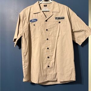 Ford Tan Casual Button Down Shirt Short Sleeves